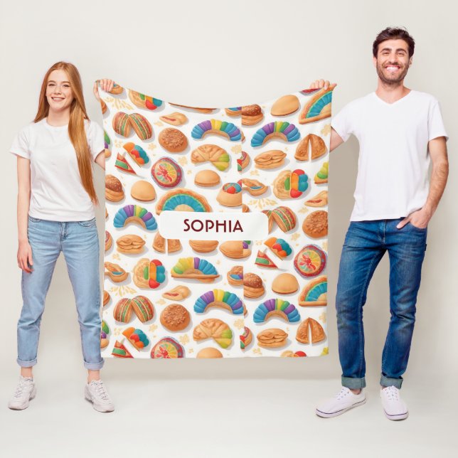 Bread loaf Retro Colourful Personalized Pattern Fleece Blanket (In Situ)