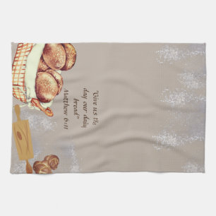 Bread Making Large All Over Print Apron  Kitchen Towel
