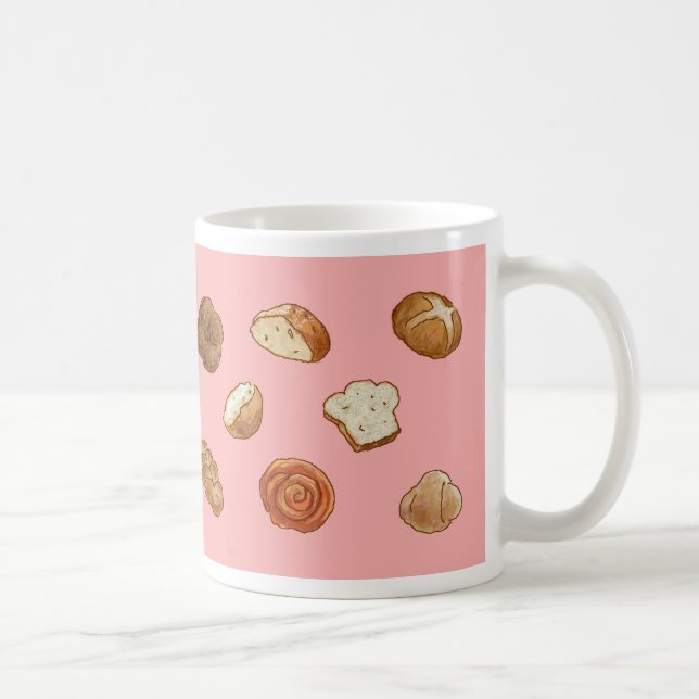 Bread & pastry pattern mug - pink (Right)