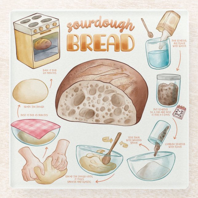Bread Recipe Glass Coaster (Front)