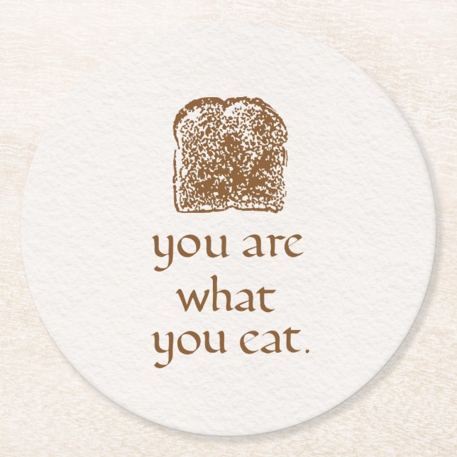 Bread Stamp and Hand-Drawn Lettering Round Paper Coaster (Front)