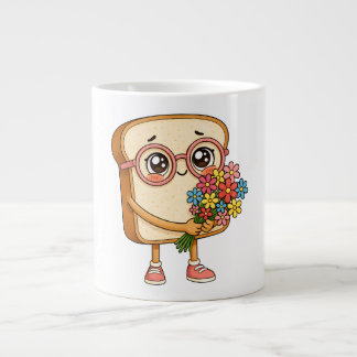 Bread Tony With Flowers – Cute Bread T-Shirt Large Coffee Mug