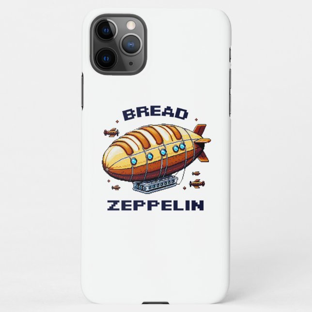 Bread Zeppelin - Whimsical 8-Bit Airship Art iPhone Case (Back)