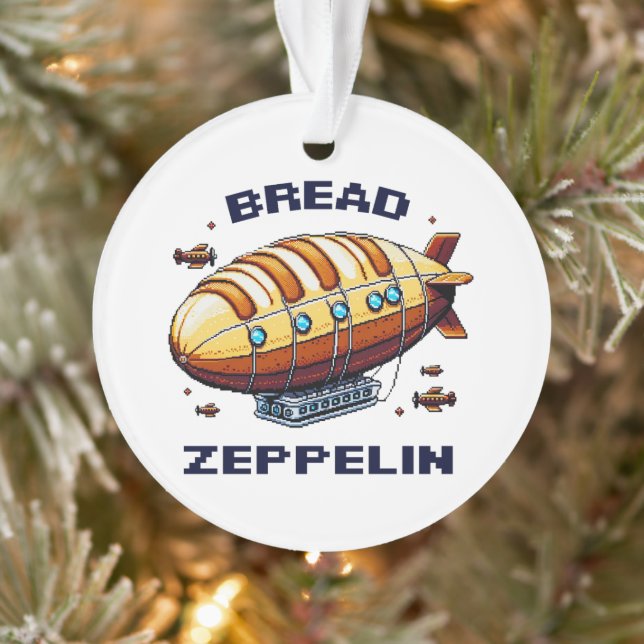 Bread Zeppelin - Whimsical 8-Bit Airship Art Ornament (Tree)