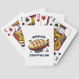 Bread Zeppelin - Whimsical 8-Bit Airship Art Playing Cards