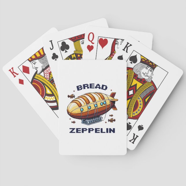 Bread Zeppelin - Whimsical 8-Bit Airship Art Playing Cards (Back)