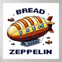 Bread Zeppelin - Whimsical 8-Bit Airship Art