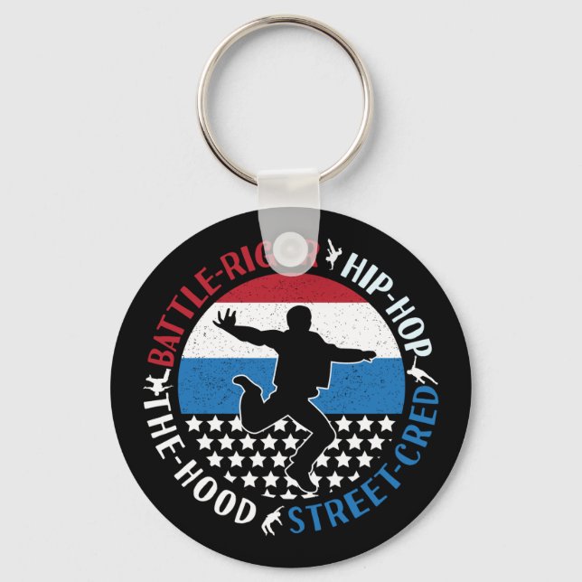 Break Dance Breakdancing Hip-Hop Boy Keychain (Front)