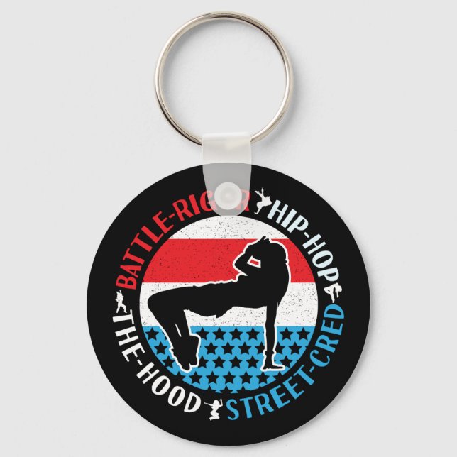 Break Dance Breakdancing Hip-Hop Dancer Girl Keychain (Front)