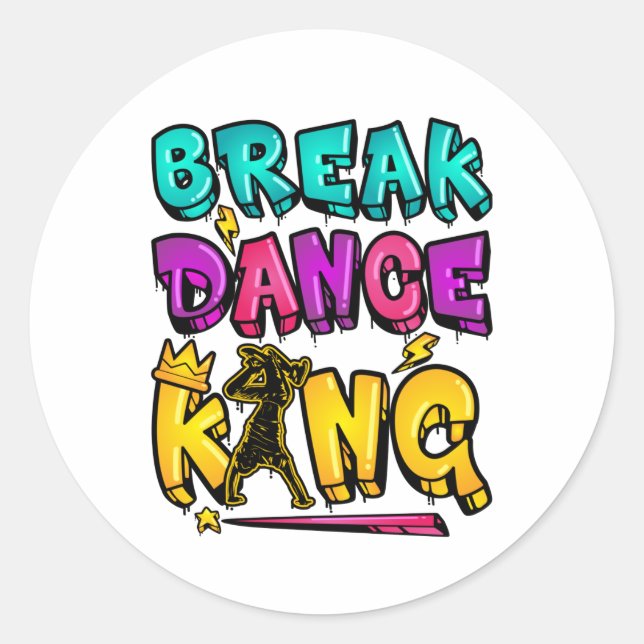 Break Dance King Classic Round Sticker (Front)