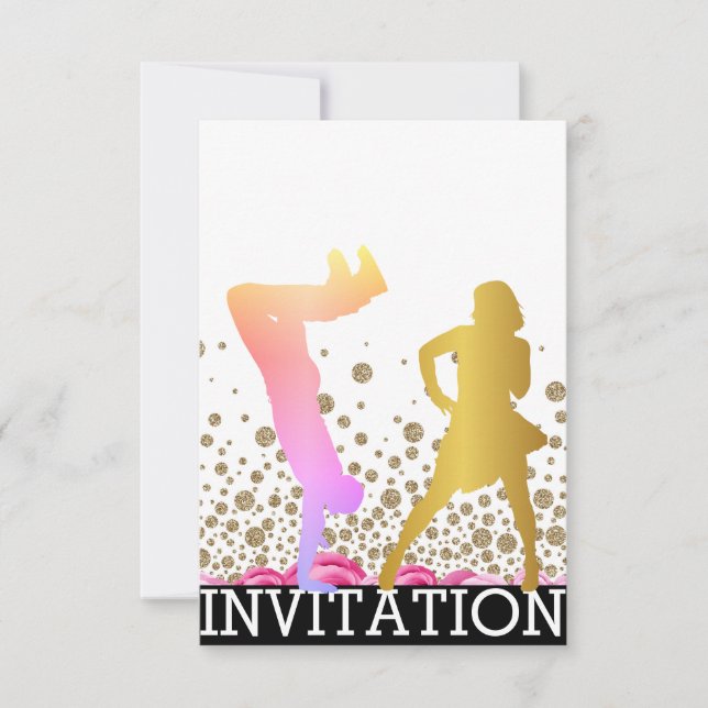 Break Dance School  Dico Hip Hop Vip Rose Ombre Invitation (Front)