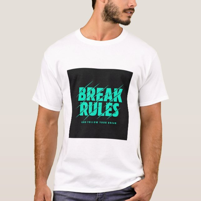 BREAK RULES. TEXT PRINTED T-SHIRT (Front)