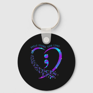 Break Stigma Save Lives Heart Semicolon Suicide Pr Keychain