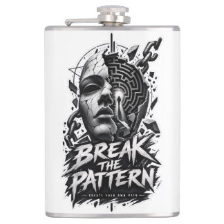 Break The Pattern Surreal Mask Graphic Stainless S Hip Flask