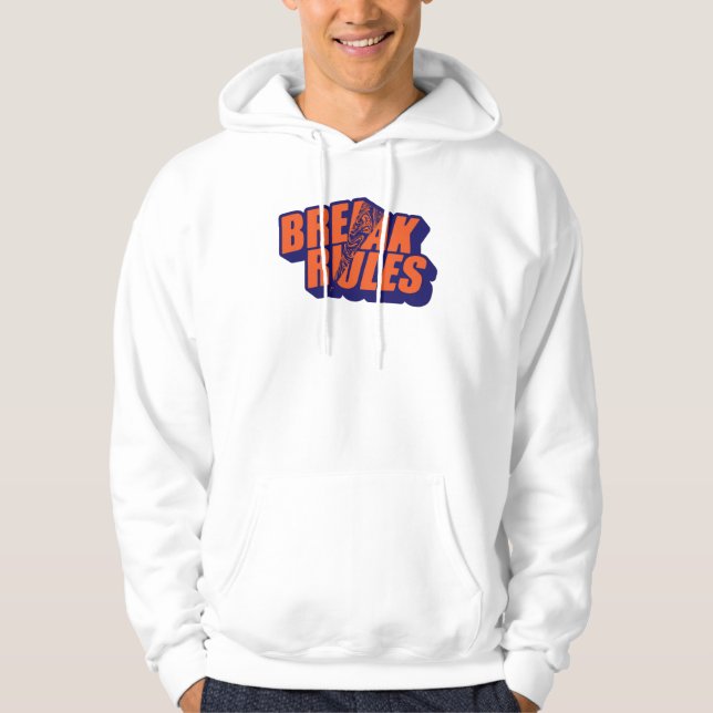 "Break The Rules" Bold Orange Typography Hoodie (Front)
