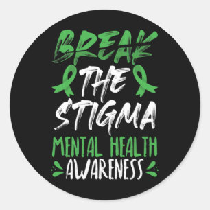 Break The Stigma Green Mental Health Awareness Classic Round Sticker