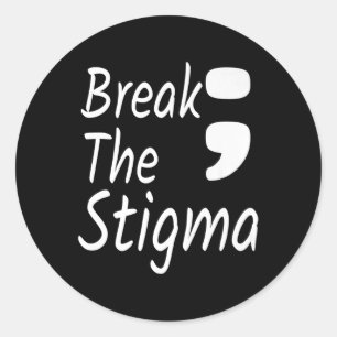 Break The Stigma Semicolon Suicide Prevention Awar Classic Round Sticker