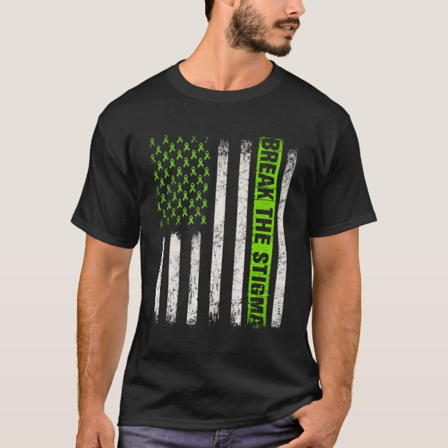 Break The Stigma US Flag Mental Health Awareness M T-Shirt (Front)