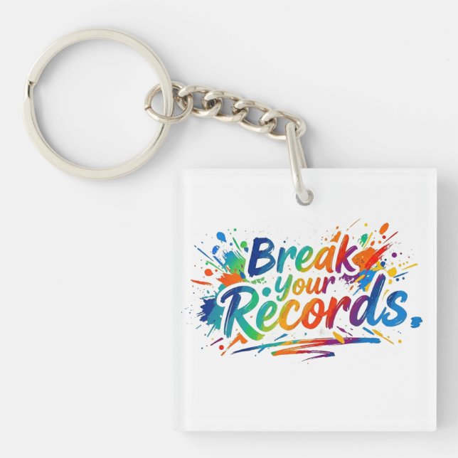 Break Your Records T-Shirt Keychain (Front)