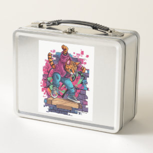 Breakdance Meow � Urban Graffiti Cat Dance Metal Lunch Box