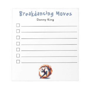 Breakdance Personalized To Do List Notepad