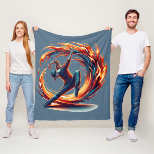 Breakdance Street Fire With Urban Energy Fleece Blanket