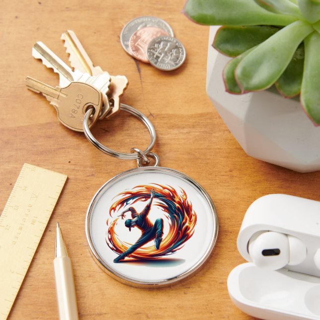 Breakdance Street Fire With Urban Energy  Keychain (Desk)