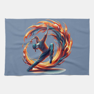 Breakdance Street Fire With Urban Energy Kitchen Towel