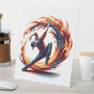 Breakdance Street Fire With Urban Energy Pedestal Sign