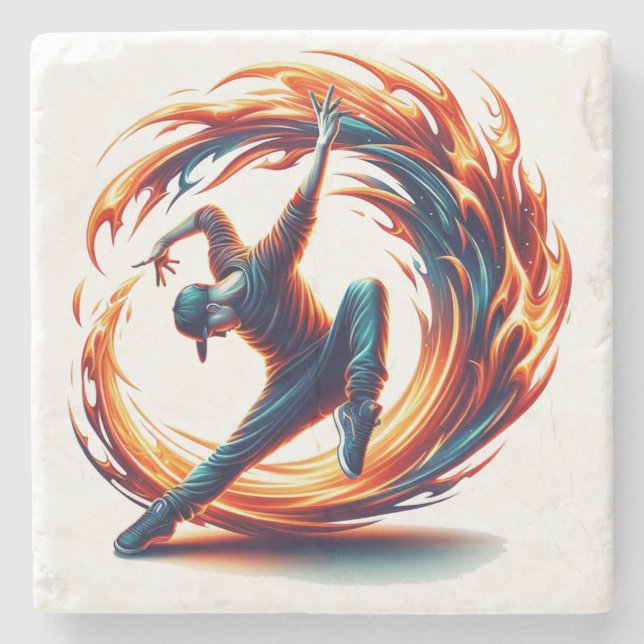 Breakdance Street Fire With Urban Energy  Stone Coaster (Front)