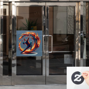 Breakdance Street Fire With Urban Energy Window Cling