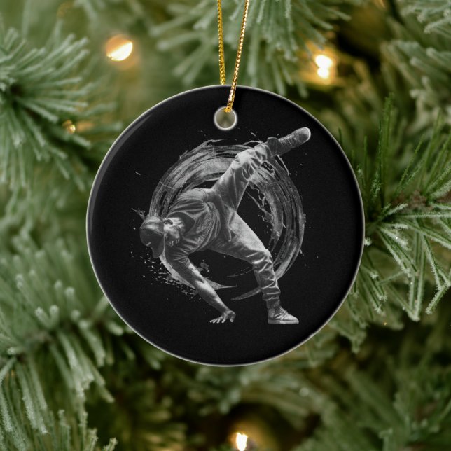 Breakdance Urban Style Monochrome Motion Art  Ceramic Ornament (Tree)