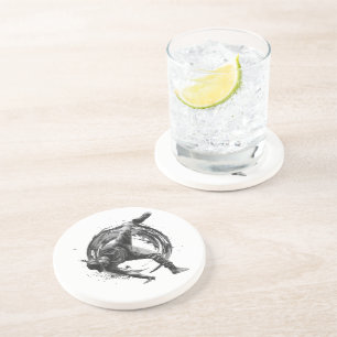 Breakdance Urban Style Monochrome Motion Art  Coaster