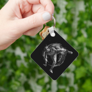 Breakdance Urban Style Monochrome Motion Art  Keychain