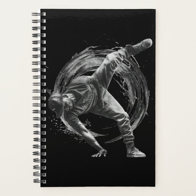 Breakdance Urban Style Monochrome Motion Art  Planner (Front)