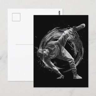 Breakdance Urban Style Monochrome Motion Art  Postcard