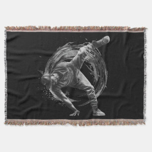 Breakdance Urban Style Monochrome Motion Art  Throw Blanket