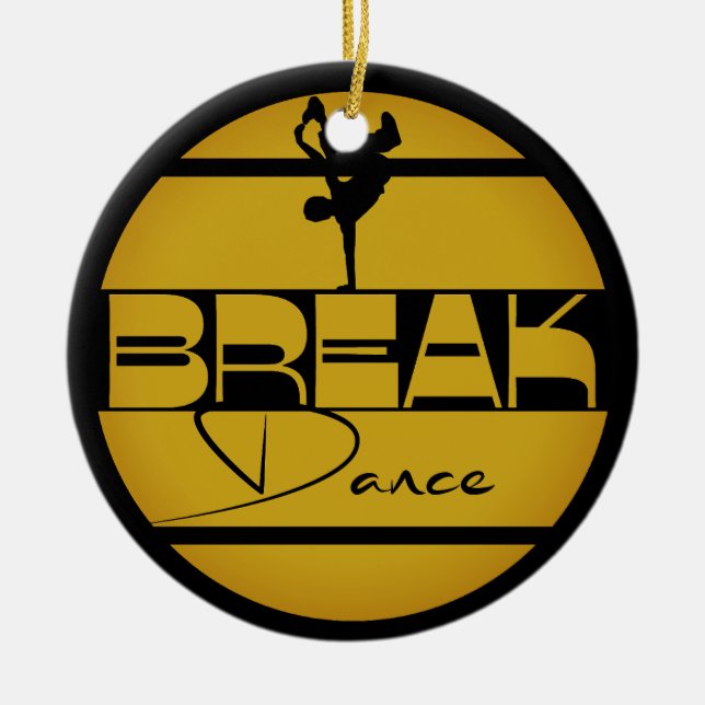 Breakdance yellow black with dancer ceramic ornament (Front)