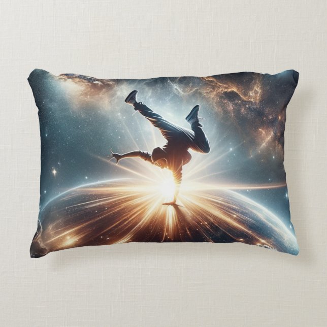 Breakdancer in action, Ai, Action in the Galaxy Accent Pillow (Front)
