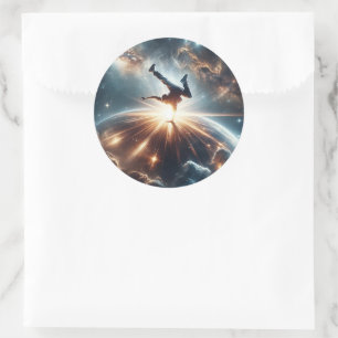 Breakdancer in action, Ai, Action in the Galaxy Classic Round Sticker