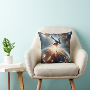 Breakdancer in action, Ai, Action in the Galaxy Throw Pillow