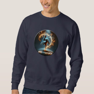Breakdancer in Neon Swirl Spotlight  Dynamic Urban Sweatshirt