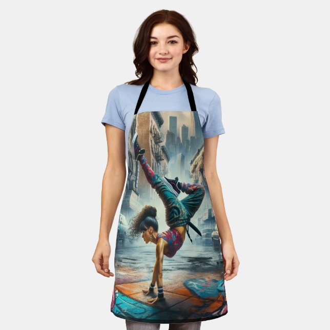Breakdancer Women in action New York silhouette Apron (Worn)