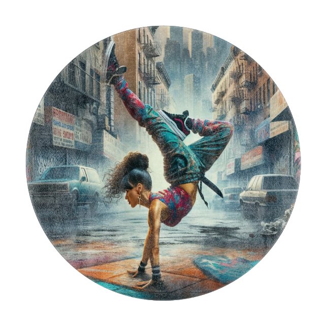 Breakdancer Women in action New York silhouette Cutting Board (Front)