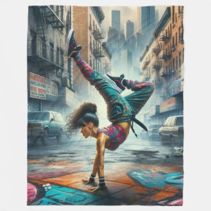 Breakdancer Women in action New York silhouette Fleece Blanket