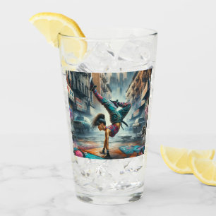 Breakdancer Women in action New York silhouette Glass