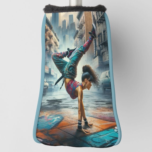 Breakdancer Women in action New York silhouette Golf Head Cover (Rotate 90)