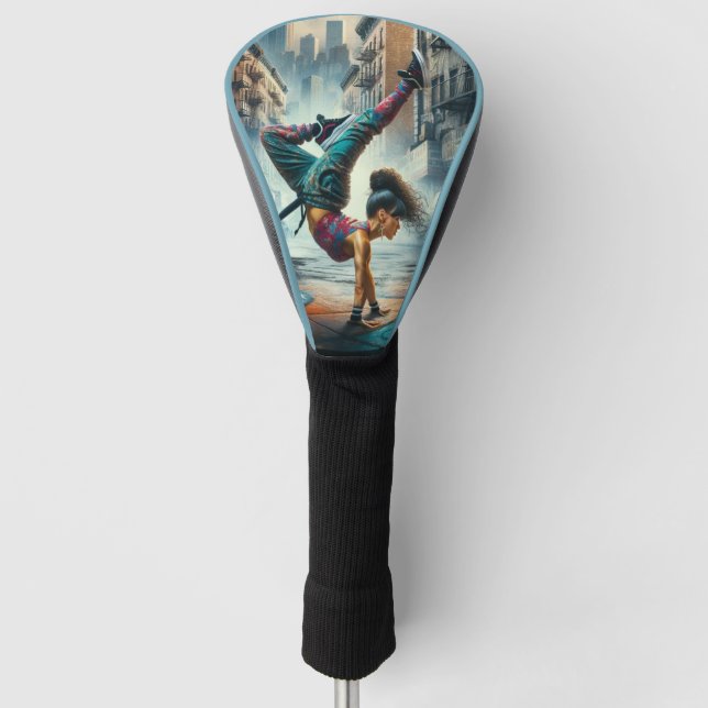 Breakdancer Women in action New York silhouette Golf Head Cover (Front)