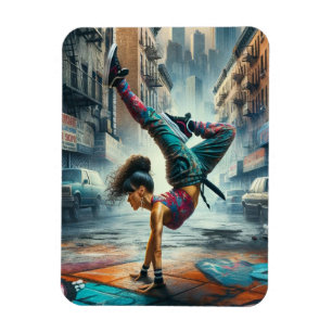Breakdancer Women in action New York silhouette Magnet