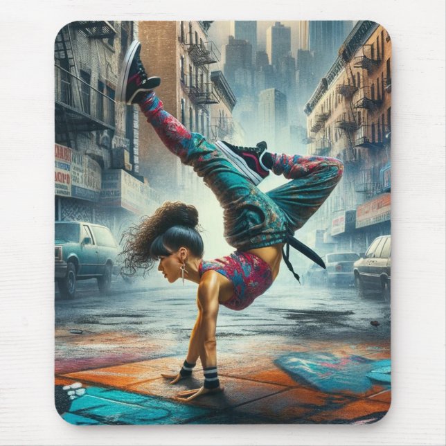 Breakdancer Women in action New York silhouette Mouse Pad (Front)